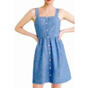 J. Crew Blue Chambray Button Front Sleeveless Dress size 2
